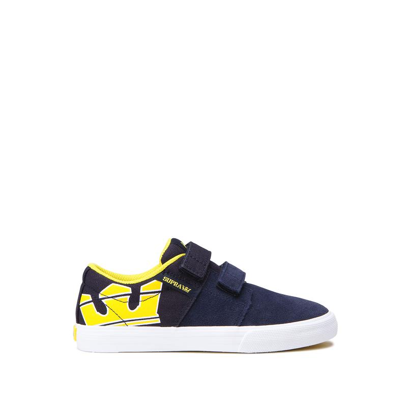 Supra STACKS II VULC VELCRO Sneaker Low Kinder Navy / Gelb Sale DLCTW7254